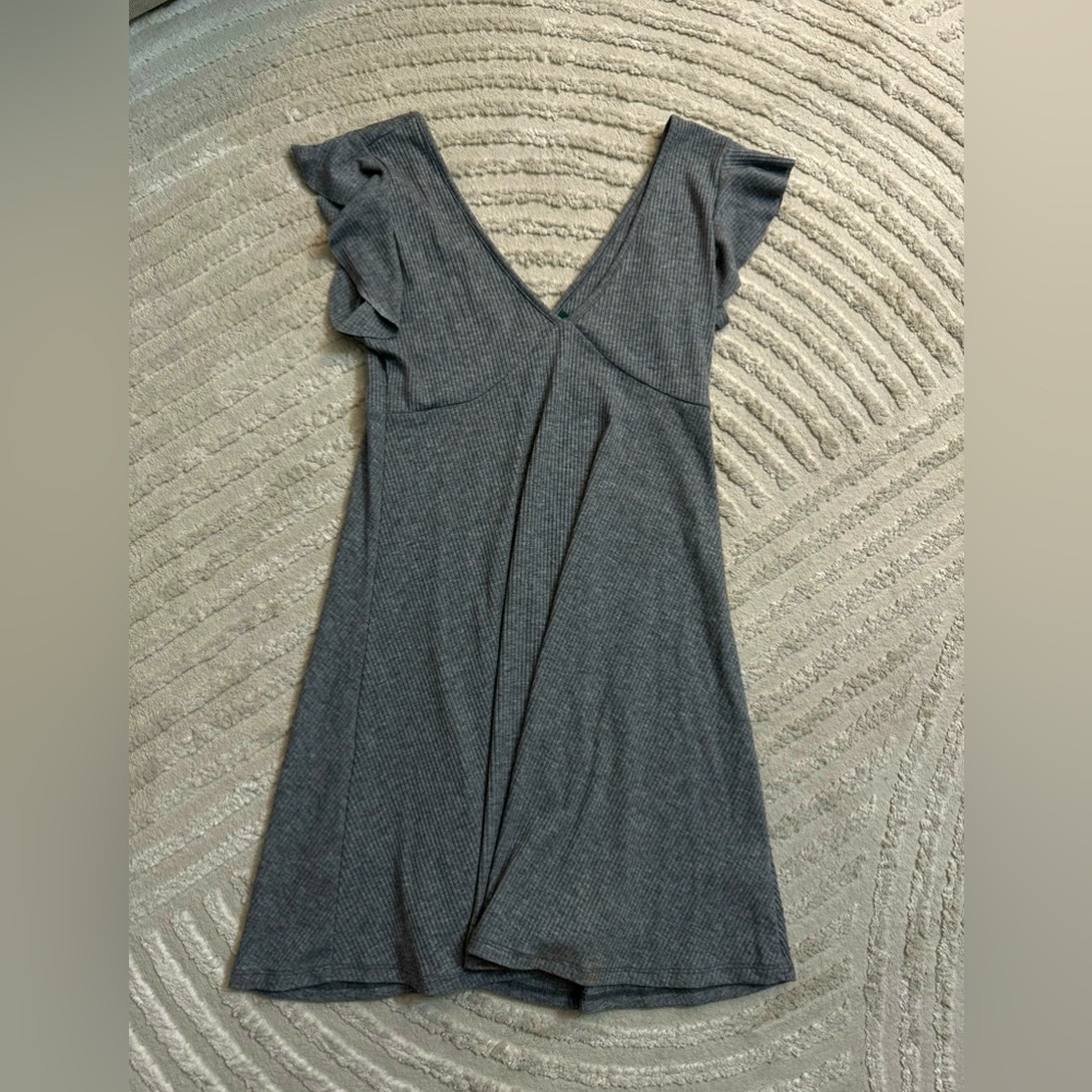 Gray Capped Sleeve Mini Dress